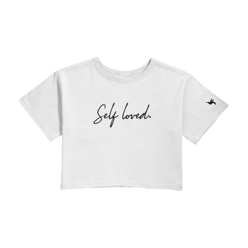 Self Loved White Crop T-Shirt