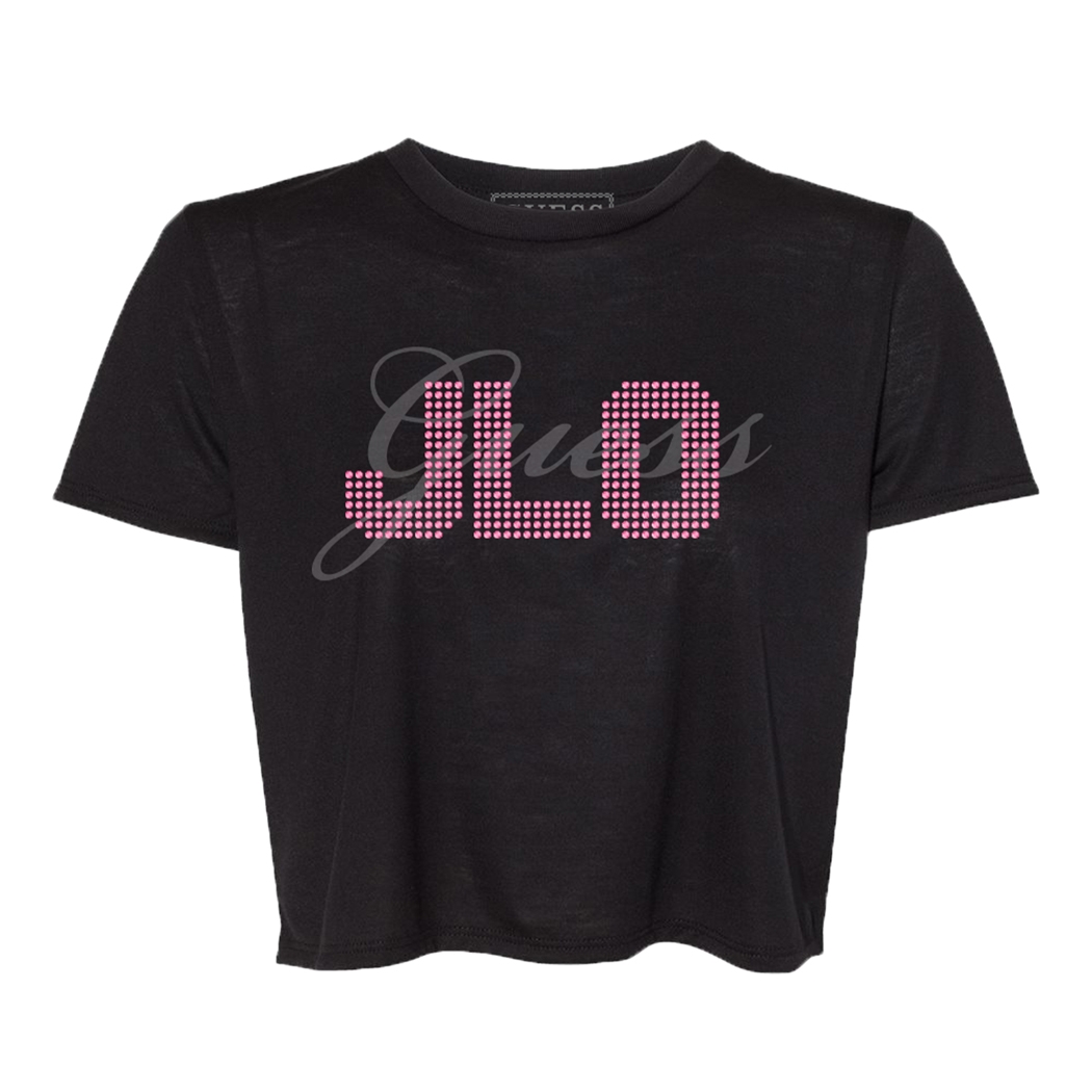 JLO Rhinestone Cropped T-Shirt (XL) | Jennifer Lopez Official Store